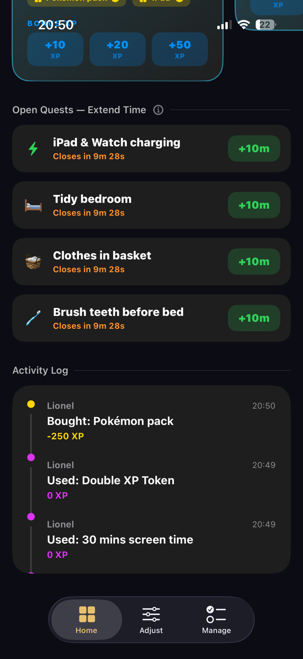 Family activity log