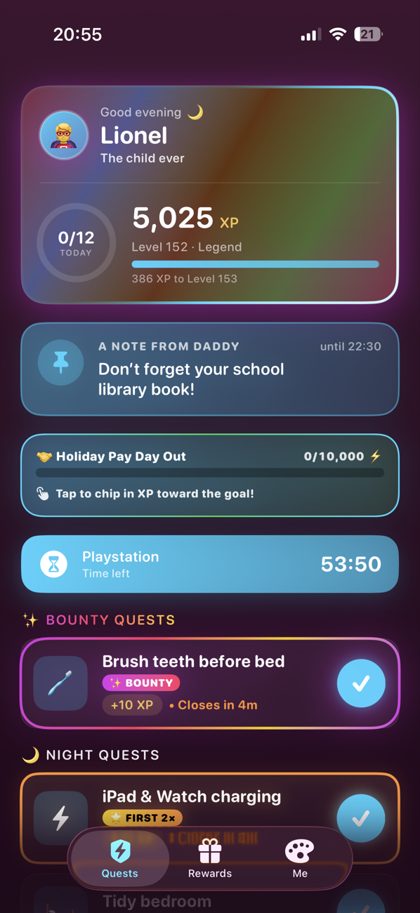 Kid quest home in HabitHero