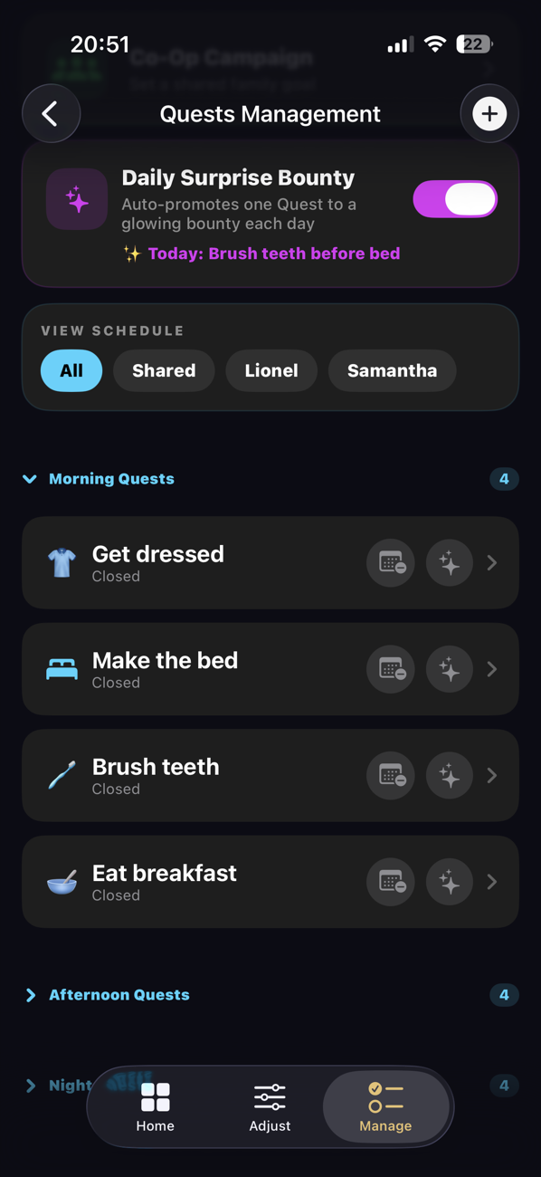Quests management
